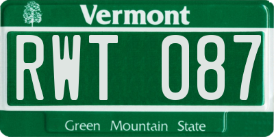 VT license plate RWT087