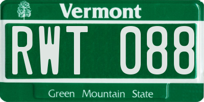 VT license plate RWT088