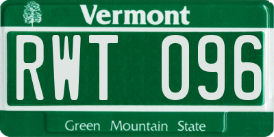 VT license plate RWT096