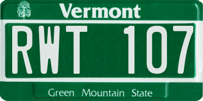 VT license plate RWT107