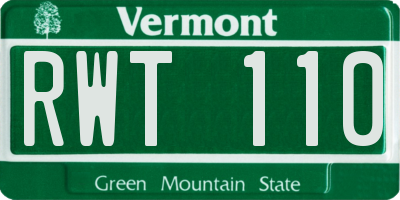 VT license plate RWT110