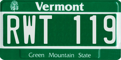 VT license plate RWT119