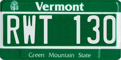 VT license plate RWT130