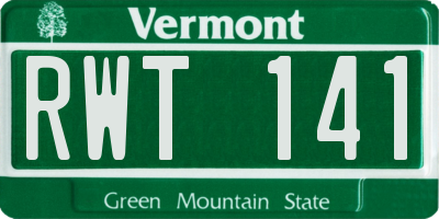 VT license plate RWT141