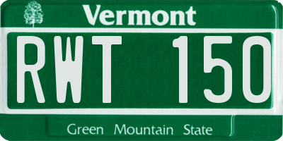 VT license plate RWT150