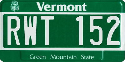 VT license plate RWT152