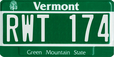 VT license plate RWT174