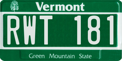 VT license plate RWT181