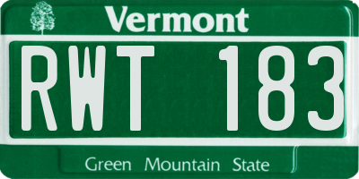 VT license plate RWT183