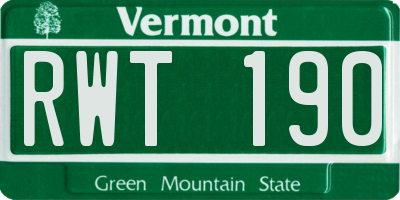 VT license plate RWT190