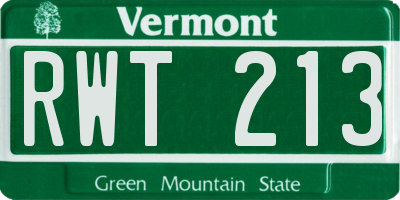 VT license plate RWT213