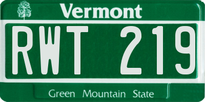 VT license plate RWT219