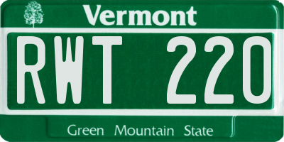 VT license plate RWT220