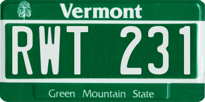 VT license plate RWT231