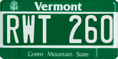 VT license plate RWT260
