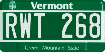 VT license plate RWT268
