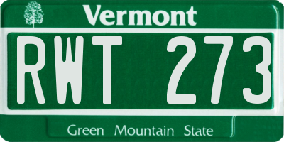 VT license plate RWT273
