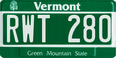 VT license plate RWT280