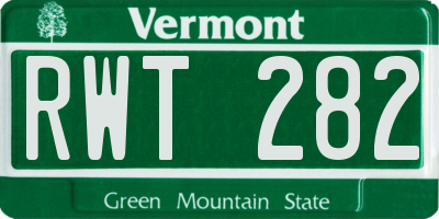 VT license plate RWT282
