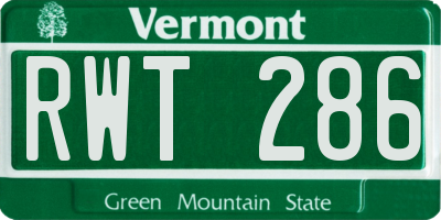 VT license plate RWT286