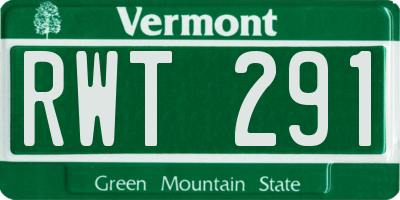 VT license plate RWT291