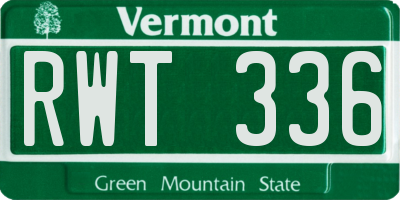 VT license plate RWT336