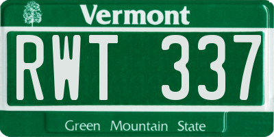 VT license plate RWT337