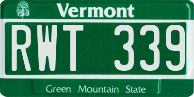 VT license plate RWT339