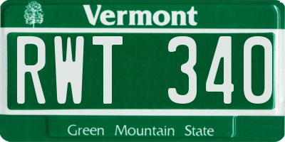 VT license plate RWT340