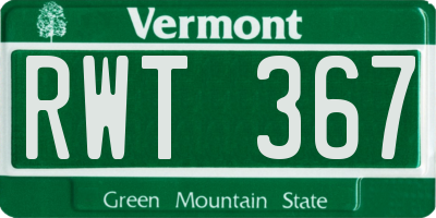 VT license plate RWT367