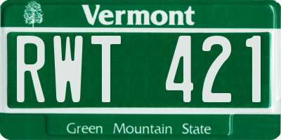 VT license plate RWT421
