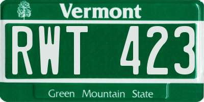 VT license plate RWT423