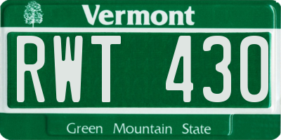 VT license plate RWT430
