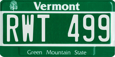 VT license plate RWT499