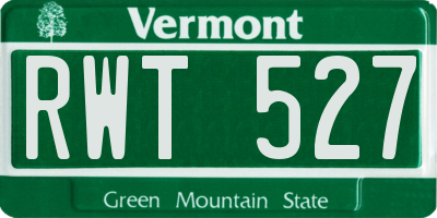 VT license plate RWT527