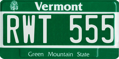 VT license plate RWT555