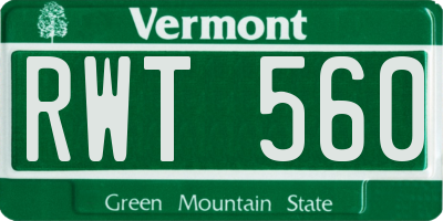 VT license plate RWT560