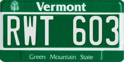VT license plate RWT603