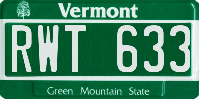 VT license plate RWT633