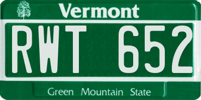 VT license plate RWT652