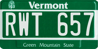 VT license plate RWT657