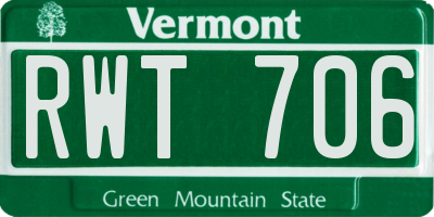 VT license plate RWT706