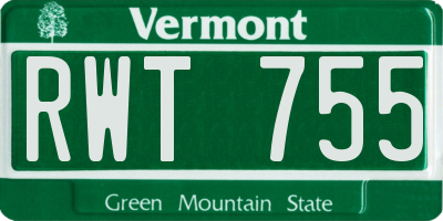 VT license plate RWT755