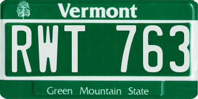 VT license plate RWT763