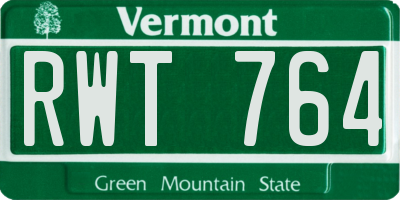 VT license plate RWT764