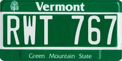 VT license plate RWT767