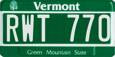 VT license plate RWT770