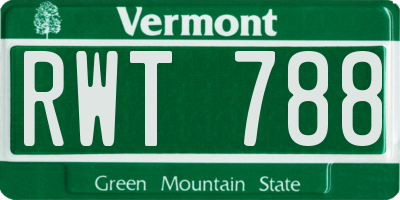 VT license plate RWT788