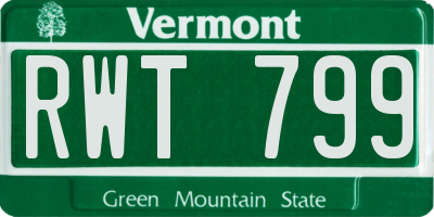 VT license plate RWT799