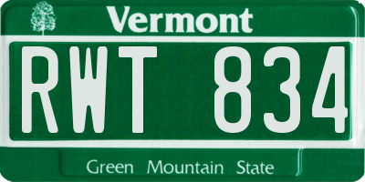 VT license plate RWT834